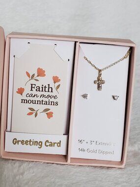 Earrings & Cross Pendant Necklace Taylor Grace Cubic Zirconia NEW IN BOX!